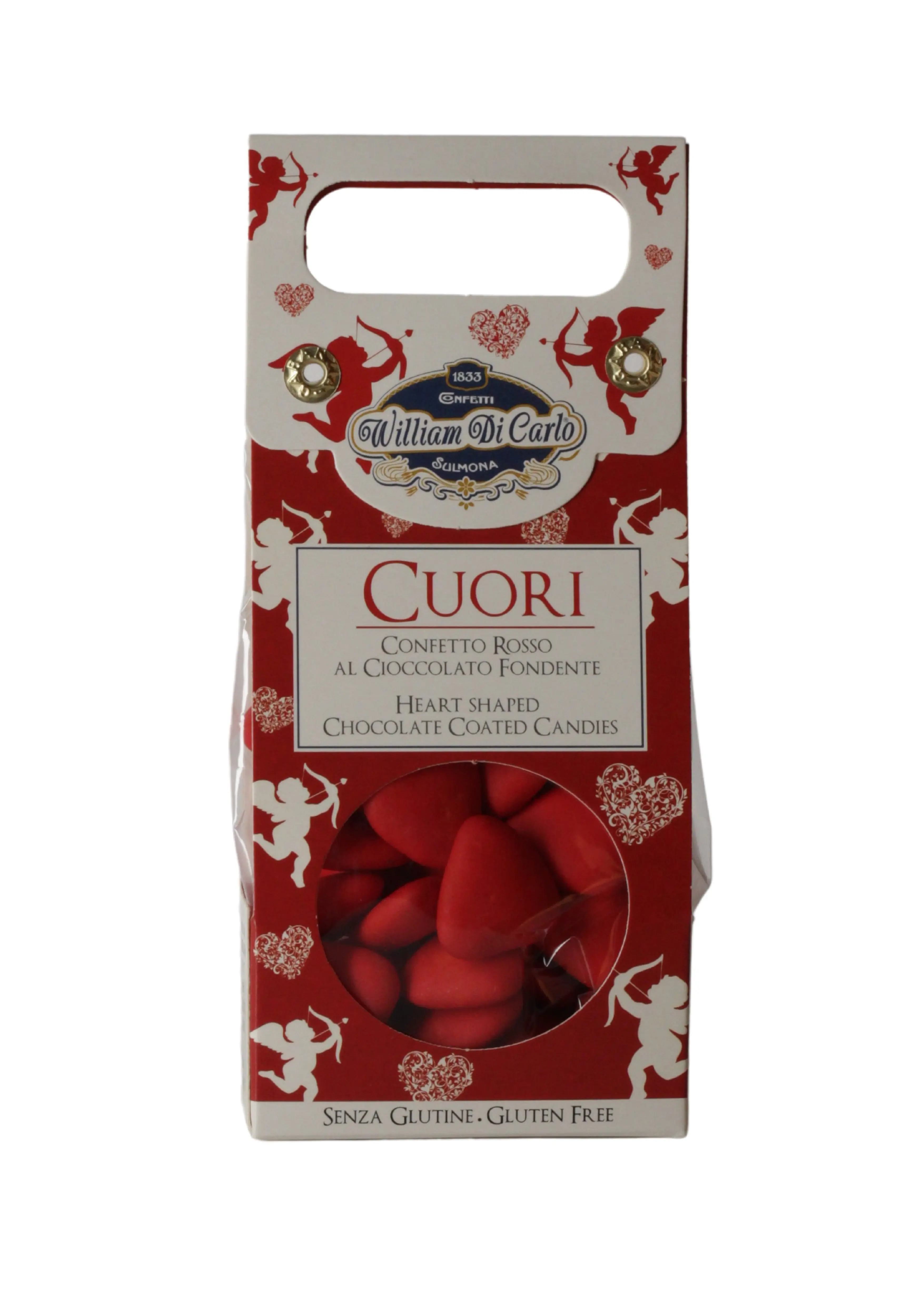 Cuori Confetto Rosso al Cioccolato Fondente 100 g Cuori Confetto Rosso al Cioccolato Fondente 100 g