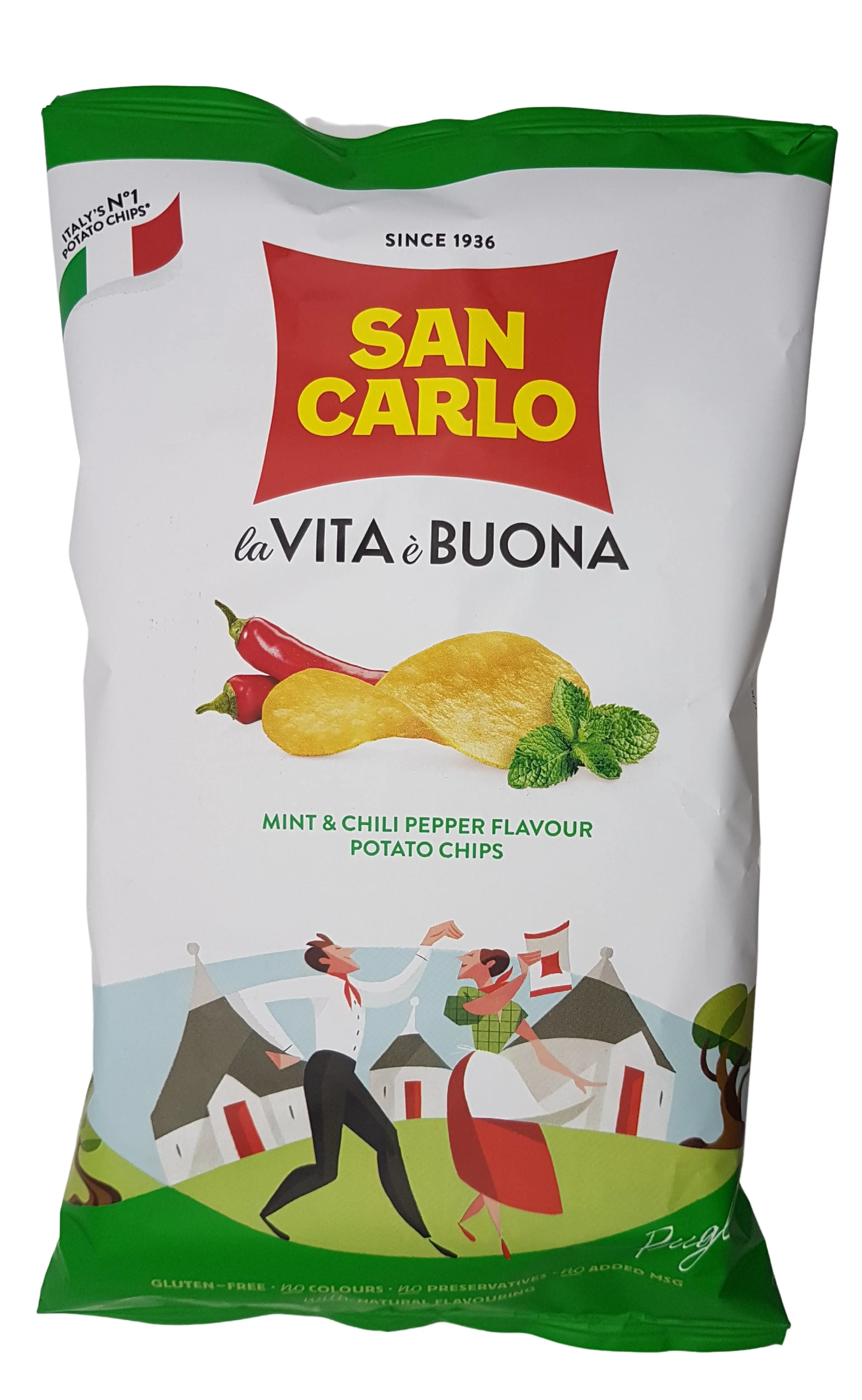 Chips Più Gusto Menta e Peperoncino Puglia 150 g Chips Più Gusto Menta e Peperoncino Puglia 150 g