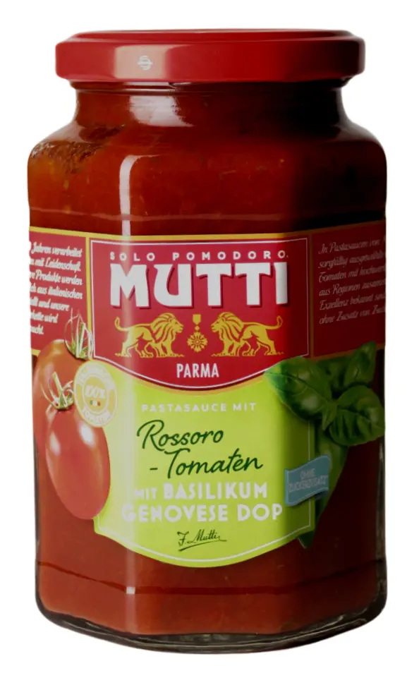 Sugo Rossoro-Tomaten mit Basilikum Genovese DOP 400 g Sugo Rossoro-Tomaten mit Basilikum Genovese DOP 400 g